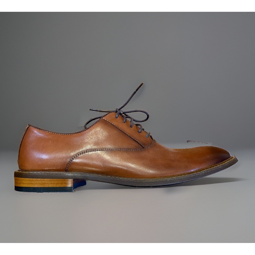 $130 Vince Camuto Lawson Oxford 10M Cognac Leather Men Dress Shoes New NIB